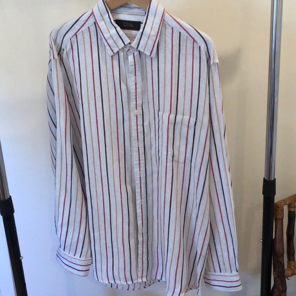multicolored striped dress shirt- tasso elba